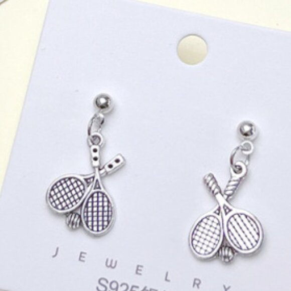 Racquet and Ball Stud Earrings - Picture 1 of 2